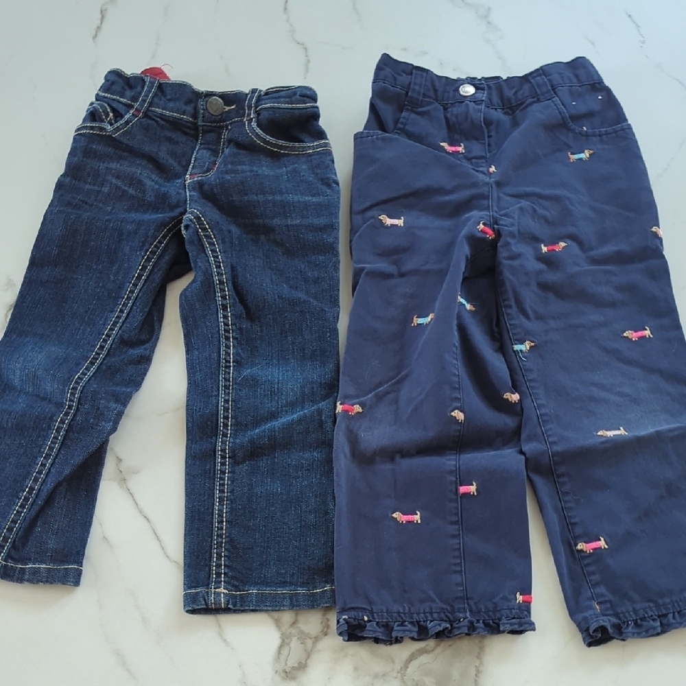 Kids Denim and Embroidered Pants Set